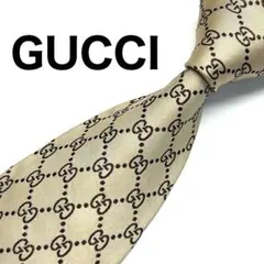 【極美品✨】グッチ ネクタイ ベージュ GG柄 ジャガード ロゴ 高級シルク