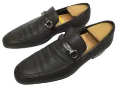 伊製 サルヴァトーレフェラガモ シボ革ガンチーニビットローファー ブラウン