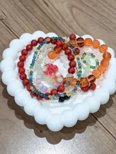 カラフルビーズのハンドメイドブレスレットセット