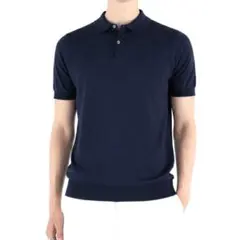 ジョンスメドレー メリノウールのポロシャツ ダークネイビー