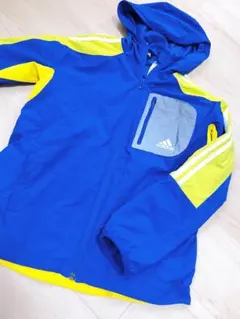 アディダスadidasナイロンジャンパー150ブルー×イエロー青黄