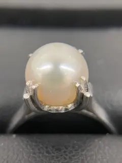 Pt900 アコヤ本真珠 10.7mm 大珠 パールリング ダイヤ0.04ct - メルカリ