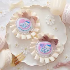 ダブルリボンが可愛い♡マタニティロゼット マタニティマーク 両面 キーホルダー