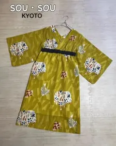 【SOU・SOU】京型友禅染ワンピース【みたて衣】コットン　洗える SOUSOU/ソウソウ】京型友禅 ロングワンピース リネン コットン 洗える