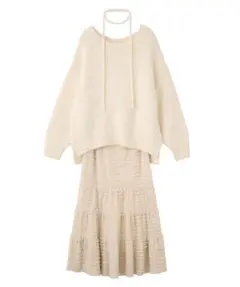 COCODEAL オフショルニットxフリルティアードスカート