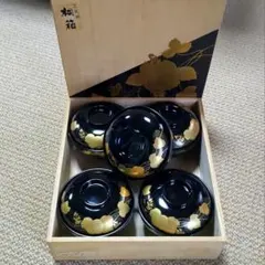 本漆仕上 金彩桜文様 御吸物椀5客セット (乙造作 総桐箱入) - メルカリ