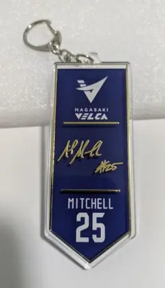 長崎ヴェルカ　アキルミッチェル　箔押しサインキーホルダー