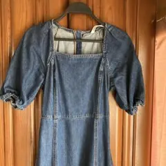 ZARAデニムワンピース パフスリーブ スクエアネックサイズＸＳ