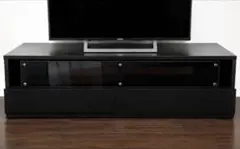 伸縮式テレビボード テレビ台 ローボード ブラック 幅125-238cmのサムネイル