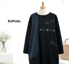 RUPUAL ルプア　長袖チュニック　ハンドメイド風　アシメ　黒系