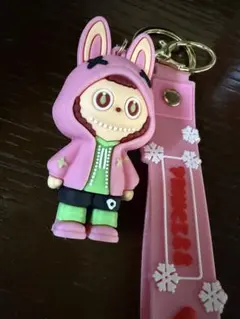 うさぎフードのキャラクター キーホルダー ピンク