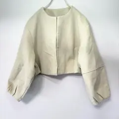 ✨良品・訳あり✨ ルエレ M ノーカラーコート ショート ボリューム袖 羽織りのサムネイル