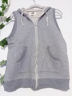 裏起毛 ベストパーカー M グレー ④