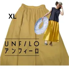 新品タグ付UNFILO FINE MOVE タックスカート マリーゴールド XLのサムネイル