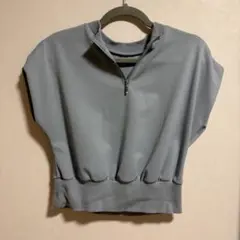ハーフジップ 半袖 2way ブルーグレー