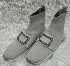 上品デザイン+dianaビジュー付 スニーカーブーツ 24.5 厚底 美脚効果