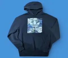 アディダスオリジナルスadidasボタニカルトレフォイル黒パーカーXL