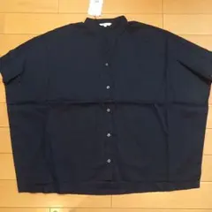 NEW◇SUN VALLEY◇バンドカラービッグシャツ5分袖 Dネイビー - メルカリ