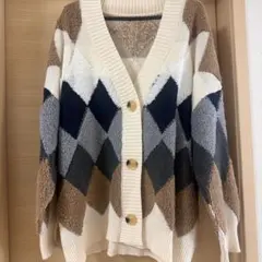 ダイヤモンドパターン カーディガン