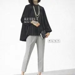 RUIRUEプリーツブラウス PLSTパンツ セット セレモニー 体型カバー