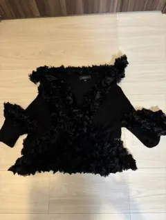 美品♡ エポカ EPOCA カーディガン ボレロ ブラック 長袖 ショート丈 L セール】【かほこ。さんコラボ】ぽわん袖ショート丈ニット