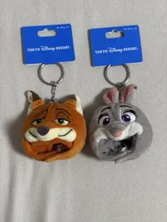 新品タグ付 ズートピア　ニック　ジュディ ファンキャップ　キーチェーン