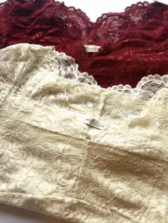 earth 総レースブラウス２枚　赤&クリーム