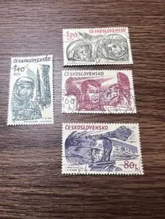 チェコスロバキアの宇宙飛行特集切手4枚 詳しい説明は切手に書かれています1962