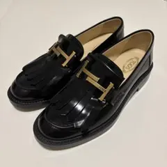 美品TODS トッズ T タイムレス ローファー 38.5 ブラック 伊勢丹購入