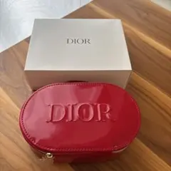 ディオール　DIOR　最新　正規ノベルティ　レッド　ポーチ　エナメル　非売品
