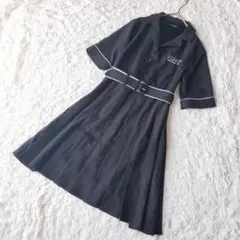 美品⭐︎ EATME バイカラープリーツワンピース ブラック Sサイズ［B401］のサムネイル