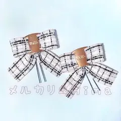 【スクエアバックルリボン−白】　　ヘアメ/量産型/盛り髪/髪飾り/地雷/ツイード