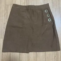ブラウン ラップスカート シルバーボタン