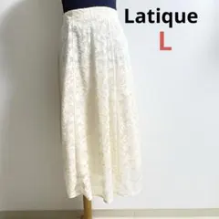 Latique しまむら レースアップ フレアロングスカート Lのサムネイル