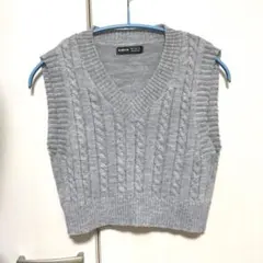 SHEIN シーイン ベスト ノースリブニット セーター グレー S クロップド