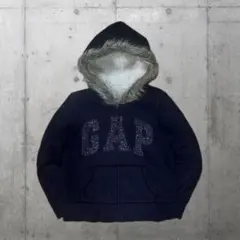 00s archive GAP fur zip hoodie Y2K 紺　ギャル