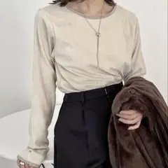 美品【CPCM】細配色クラッシュベロア ロンT フリーサイズのサムネイル