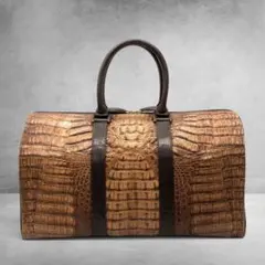 BALLY バリー クロコ型押しレザー ボストンバッグ キャメル 大容量 希少品 BALLY バリー クロコ型押しレザー ボストンバッグ キャメル 大容量