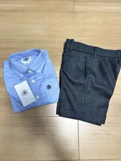 F07374 未使用品 J.PRESS ショートパンツ：M グレー ストライプ柄