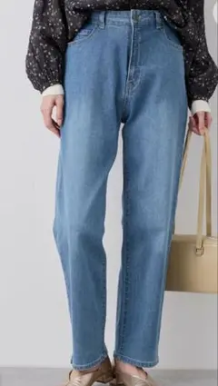 【ウエスト革命デニム】ウエストシェイプストレートデニムパンツ　38