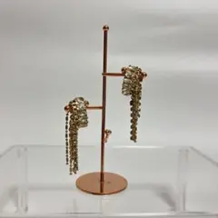 ゴールド フリンジ クリスタル イヤリング