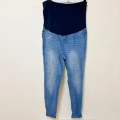 デニム スキニー マタニティ ブルー ストレッチ