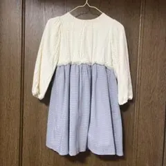 apres les cours アイボリー・グレー 七分袖ワンピース 110cm