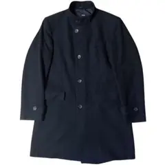 HUGO BOSS スタンドカラー ウールナイロン ロングコート ブラック 48