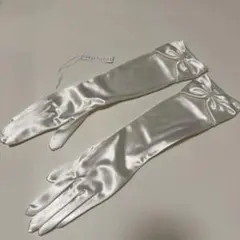 ホワイト サテン ウェディンググローブ