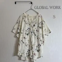 ✧̣̥̇GLOBAL WORK サラサラリラックスブラウス 花柄 プリントシャツ