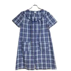 Croft&Barrow ワンピース M ネイビー チェック 半袖 ルームウェア