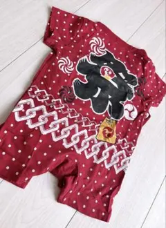 赤い水玉模様 祭文字 甚平 80