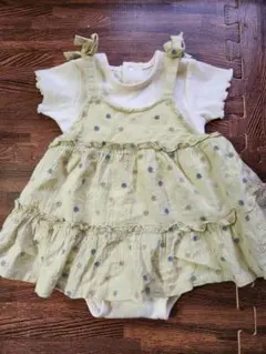 プティマイン♡小花柄フリル半袖ワンピース70cm