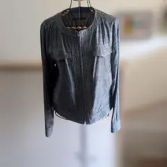 グレー ノーカラージャケットのサムネイル